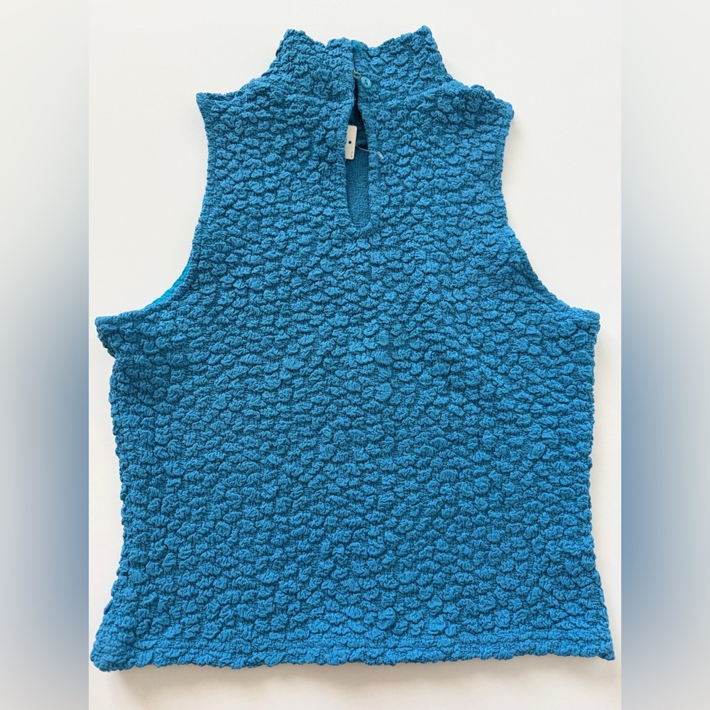 NWT Anthropologie Blue Tassel Popcorn High-Neck Crop Tank Top Size S - Picture 5 of 8